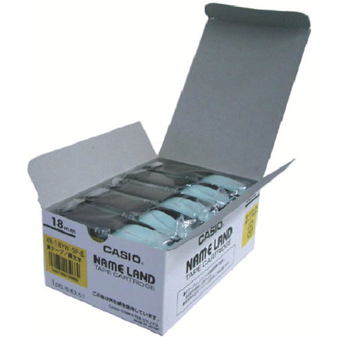 カシオ ネームランド用スタンダードテープ5本入リ18mm 黄ニ黒字 カシオ XR18YW5PE オフィス 住設用品 オフィス備品 ラベル用品(代引不可)【送料無料】