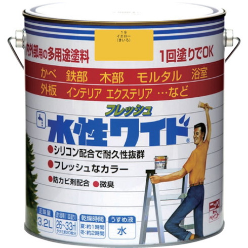 ニッペ 水溶性生新しい広広とした 3.2L 黄色 HTA104-3.2 ニッペ HTA1043.2 工事 ともし火装具 ペンキ塗り 室内装飾装具 えの具(代引不可)【貨物輸送無料】