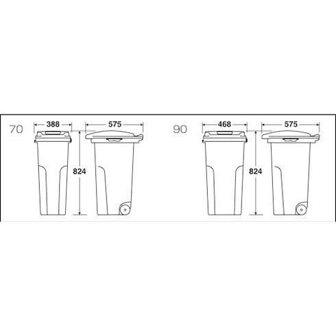 テラモト キャスターペール90 黒/灰 テラモト DS2241908 清掃 衛生用品 清掃用品 ゴミ箱(代引不可)【送料無料】_3