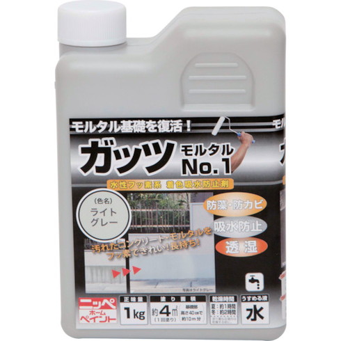 ニッペ ガッツ モルタルNO.1 1kg ライトグレー HYR001-1 ニッペ HYR0011 工事 照明用品 塗装 内装用品 塗料(代引不可)【送料無料】