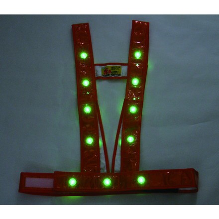 ミズケイ LEDタスキ型安全ベスト「光ルンデス」(オレンジ/緑LED) ミズケイ 保護具 作業服 安全ベスト(代引不可)【送料無料】の通販は
