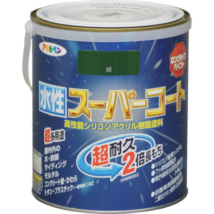 アサヒペン 水性スーパーコート 1.6L 緑 アサヒペン 工事 照明用品 塗装 内装用品 塗料(代引不可)【送料無料】