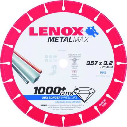 LENOX メタルマックス357mm LENOX社 電動 油圧 空圧工具 切断用品 ダイヤモンドカッター(代引不可)【送料無料】