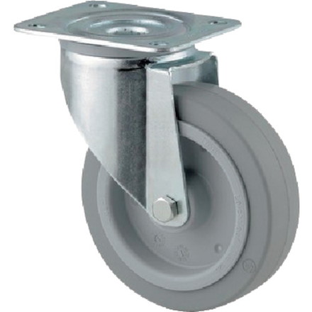 テンテキャスター プレート式キャスター"ALPHA"タイヤ痕レスタイプ φ160 自在式 テンテキャスター 金物 建築資材 キャスター プレート式ゴム車(代引不可)【送料無料】