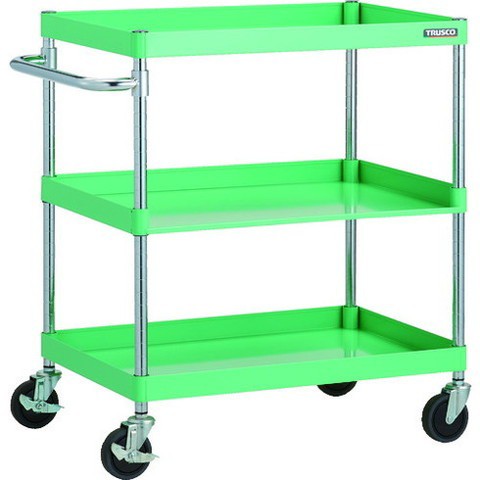 TRUSCO トラスコ フェニックスワゴン 省音 750X500XH880 3方棚板付 YG色 PEW972H1YG 組立品 組立設置不可(代引不可)【送料無料】の通販は