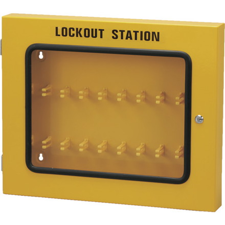 緑十字 ロックアウトステーション KBL-2 フック掛ケタイプ 黄 450×560×70mm 5.5kg 日本緑十字社 金物 建築資材 建築金物 鍵(代引不可)【送料無料】