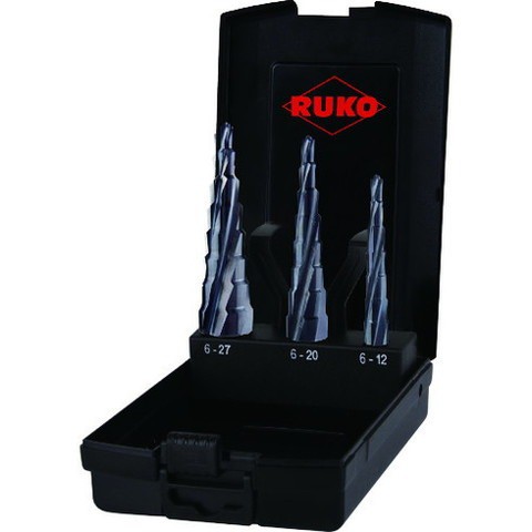 RUKO スパイラルステップドリル 3本セット ハイス ルナテックコーティング 101087PRO(代引不可)【送料無料】の通販は 59,910円