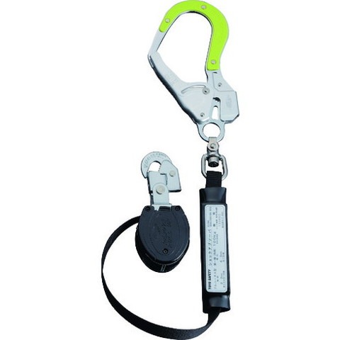 トーヨーセフティ フルハーネス型取替用 巻取式ランヤード(タイプ1)黄色蛍光樹脂付キフック 455RTRY(代引不可)【送料無料】