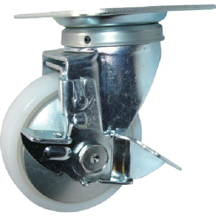 ハンマー 旋回式ナイロン車輪ローラーベアリング150mm ストッパー付 ハンマーキャスター 金物 建築資材 キャスター プレート式ナイロン車(代引不可)