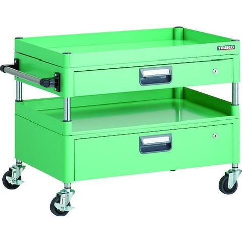 TRUSCO トラスコ フェニックスワゴン 省音 750X500XH600 引出付 3方棚板付 YG色 PEW671H1VZYG 組立品 組立設置不可(代引不可)【送料無料】