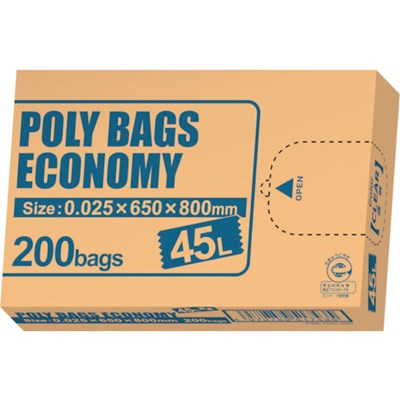 オルディ ポリバッグエコノミーBOXゴミ袋 45L 0.025mm 透明 200P PBEN45200 清掃・衛生用品 清掃用品 ゴミ袋(代引不可)【送料無料】