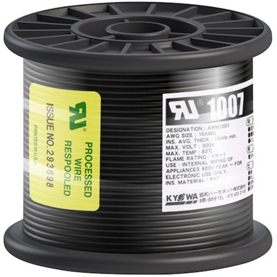 KYОWA UL耐熱ビニル絶縁電線 UL1007 AWG16 50M 黒 UL1007AWG1650MBK 電子機器 電設配線部品 電線(代引不可)【送料無料】