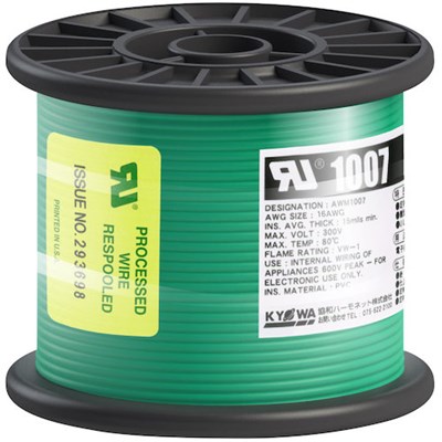KYОWA UL耐熱ビニル絶縁電線 UL1007 AWG16 50M 緑 UL1007AWG1650MGR 電子機器 電設配線部品 電線(代引不可)の通販は 7,799円