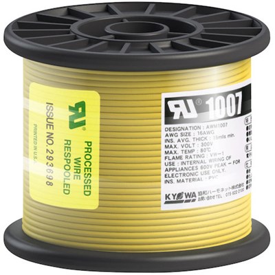 KYОWA UL耐熱ビニル絶縁電線 UL1007 AWG16 50M 黄 UL1007AWG1650MYL 電子機器 電設配線部品 電線(代引不可)の通販は 7,799円