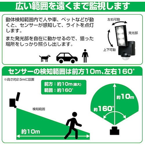 ELPA ソーラー式センサーライト1灯 ESL311SL 環境改善用品 防災・防犯用品 防犯用センサーライト(代引不可)【送料無料】_6