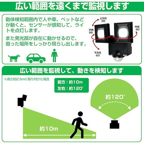 ELPA ソーラー式検出器ともし火2灯 ESLN112SL 周囲の状況立ちなおる装具 防災・防犯装具 防犯用検出器ともし火(代引不可)【貨物輸送無料】