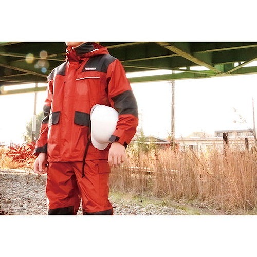 カジメイク 仕事合羽 オーロラレッド L KM00181L 保護具 作業服