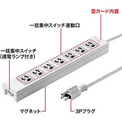 SANWA 電源タップ TAPF375ZR オフィス 住設用品 OA用品 OAタップ(代引不可)【送料無料】_1