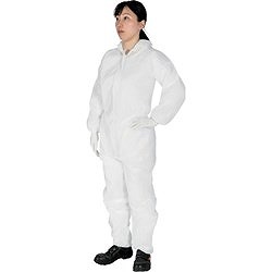 TRUSCO不織布使い捨て保護服(1層 目付60gタイプ) Lサイズ 50着入