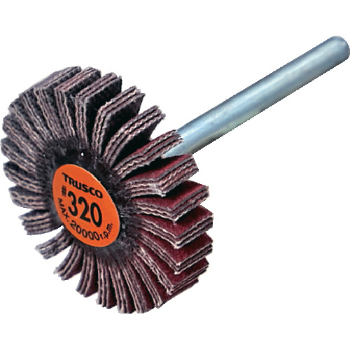 TRUSCO セラミックフラップホイール 軸径3mm #320 外径20×幅5×軸長30 (10個入) TCF2005CE320 電動 油圧 空圧工具 研削研磨用品 フラップ軸付ホイール(代引不可)【送料無料】