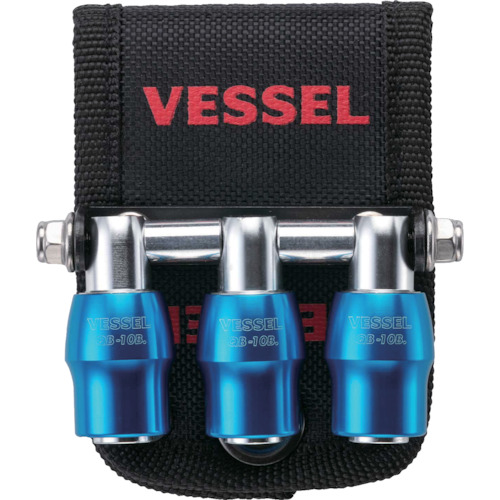 VESSEL クイックキャッチャー3連ホルダー青 QB10B3B 電動 油圧 空圧工具 ドライバービット ビット用アタッチメント(代引不可)