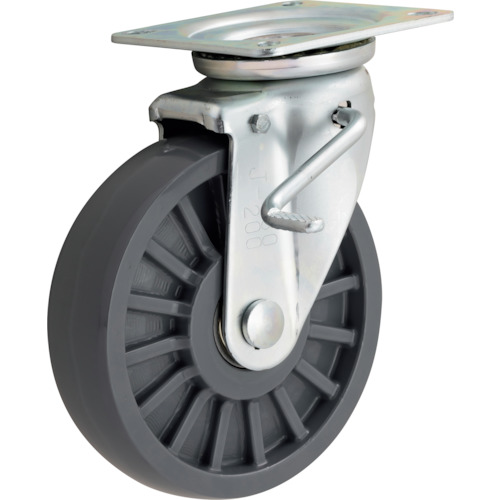 イノアック 低始動 高耐久キャスター 200径 エラストマー 旋回金具ダブルストッパー付 ME200WJS 金物 建築資材 キャスター プレート式樹脂車(代引不可)【送料無料】