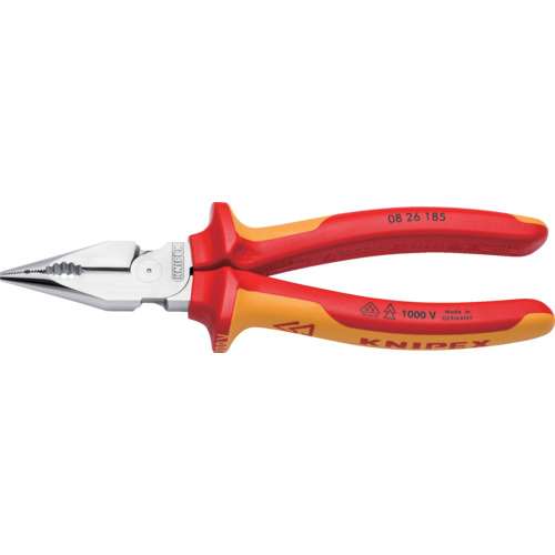 KNIPEX 1000V絶縁ニードルノーズペンチ 絶縁コンフォートハンドル 185mm 826185 手作業工具 絶縁用品 絶縁ペンチ ニッパ プライヤー(代引不可)【送料無料】