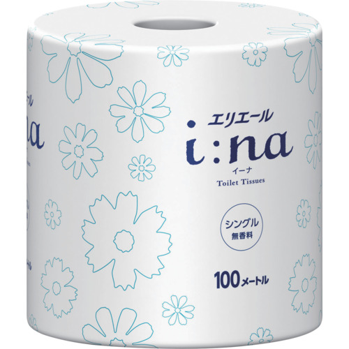 エリエール i:naトイレットティシューシングル100m個包装 無香料(21000442/21001140) 21001140 清掃 衛生用品 労働衛生用品 トイレ用品(代引不可)【送料無料】