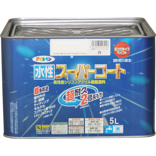 アサヒペン 水性スーパーコート 5L 白 416216 工事 照明用品 塗装 内装用品 塗料(代引不可)【送料無料】