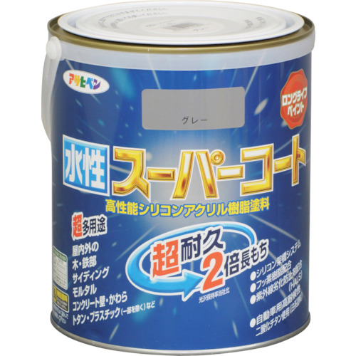 アサヒペン 水性スーパーコート 1.6L グレー 415608 工事 照明用品 塗装 内装用品 塗料(代引不可)【送料無料】
