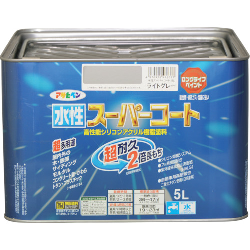アサヒペン 水性スーパーコート 5L ライトグレー 416377 工事 照明用品 塗装 内装用品 塗料(代引不可)【送料無料】