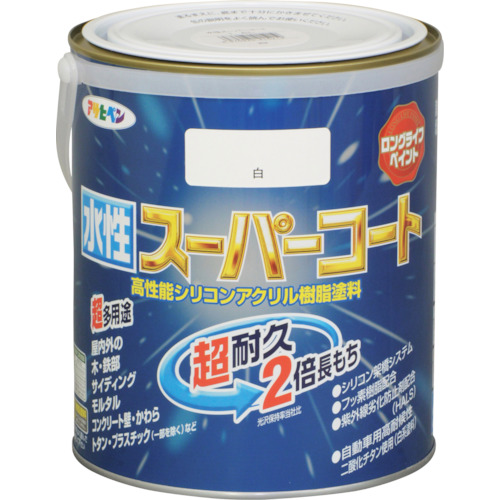 アサヒペン 水性スーパーコート 1.6L 白 415219 工事 照明用品 塗装 内装用品 塗料(代引不可)【送料無料】