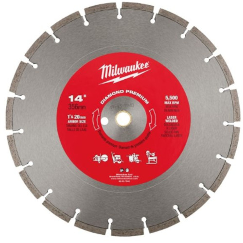 milwaukee 14インチ(356mm)ダイヤモンドブレード(プレミアムセグメント型) 49937940 電動 油圧 空圧工具 電動工具 小型切断機(代引不可)【送料無料】