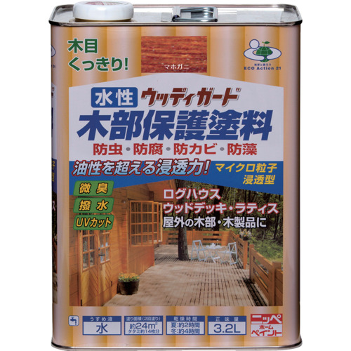 ニッぺ 水溶性ウッディガード 3.2L マホガニ HW204-3.2 4976124532467 工事 ともし火装具 ペンキ塗り 室内装飾装具 えの具(代引不可)【貨物輸送無料】
