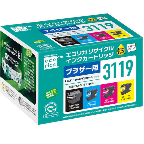 ecorica LC3119-4PK 互換リサイクルインクカートリッジ エコリカ オフィス 住設用品 OA用品 インク ECI-BR3119-4P(代引不可)【送料無料】