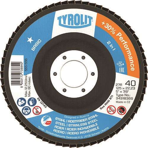 【10個セット】TYROLIT フラップディスク ベーシックタイプ 100mm #60 34318536 電動・油圧・空圧工具 研削研磨用品 ディスクペーパー(代引不可)【送料無料】