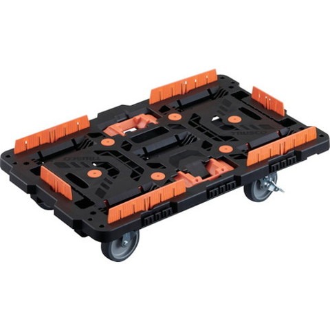 TRUSCO トラスコ 連結式樹脂製平台車 ビートル 700X450 自在5輪 内2輪ストッパー付 柵 トメタロウ付 BT700KJ5S2E100T(代引不可)【送料無料】