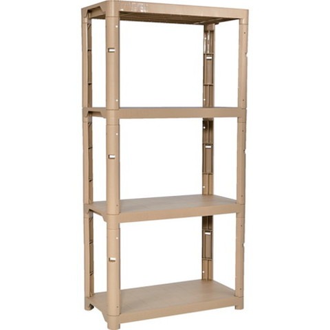 TRUSCO トラスコ プラ棚 高サ1800-4段タイプ コーナーキャップ4個付 ライトサンド TPT6344CLS 組立品 組立設置不可(代引不可)【送料無料】