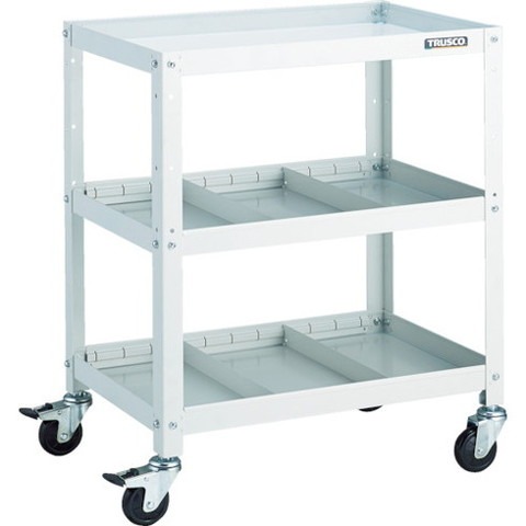 TRUSCO トラスコ ラビットワゴン 600X400 仕切2段付 ゴム車輪 W色 RBW763S2W(代引不可)【送料無料】