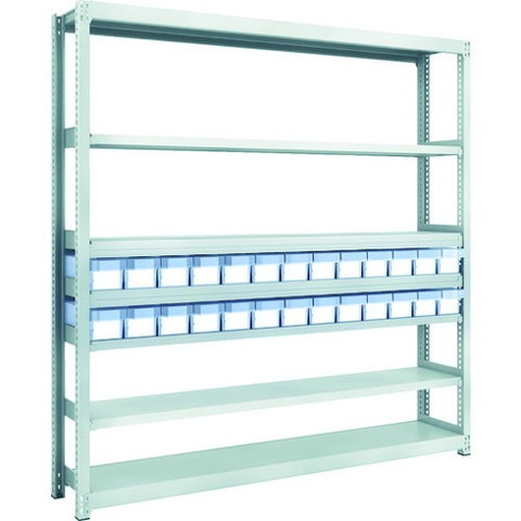 TRUSCO トラスコ M2型軽中量棚 H1800 樹脂透明引出付 小X26 M26637C26 組立品 組立設置不可(代引不可)【送料無料】