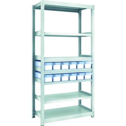 TRUSCO トラスコ M2型軽中量棚 H1800 樹脂透明引出付 小X12 M26347C12 組立品 組立設置不可(代引不可)【送料無料】