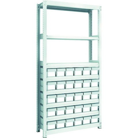 TRUSCO トラスコ M2型軽中量棚 H1800 樹脂NG引出付 小X30 M26338E30 組立品 組立設置不可(代引不可)【送料無料】