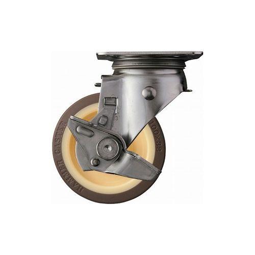 ハンマー Sシリーズオールステンレス 旋回式ウレタン車輪(ローラーベアリング)100mm ストッパー付 313S-UB100 ハンマーキャスター(株) キャスター ステンレスキャスター(代引不可)【送料無料】