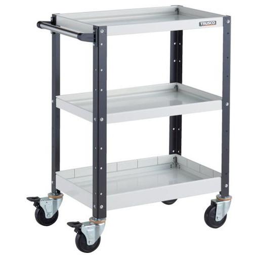 TRUSCO ツールワゴン バーディワゴン 600X400XH880 浅2深1段 ホワイト/ブラック BDW963F1WBK 物流 保管用品 物流 保管用品 ツールワゴン スチール製ワゴン(ボルトタイプ)(代引不可)【送料無料】の通販は