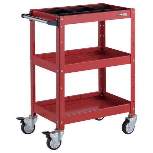 TRUSCO ツールワゴン バーディワゴン 600X400XH880 深3段 1段仕切板付 ウレタン車輪 レッド BDW963F3S1URR 物流 保管用品 物流 保管用品 ツールワゴン スチール製ワゴン(ボルトタイプ)(代引不可)【送料無料】の通販は 33,760円