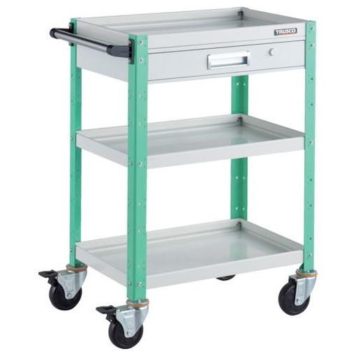 TRUSCO ツールワゴン バーディワゴン 600X400 引出付 ホワイト/ヤンググリーン BDW963VWYG 物流 保管用品 物流 保管用品 ツールワゴン スチール製ワゴン(ボルトタイプ)(代引不可)【送料無料】の通販は
