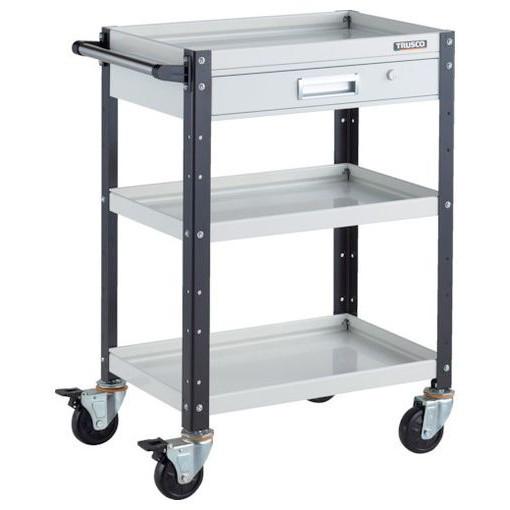 TRUSCO ツールワゴン バーディワゴン 600X400 引出付 ホワイト/ブラック BDW963VWBK 物流 保管用品 物流 保管用品 ツールワゴン スチール製ワゴン(ボルトタイプ)(代引不可)【送料無料】