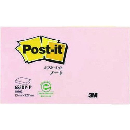 3M ふせん ポスト イット ノート 75×127mm 100枚 ピンク(代引不可)