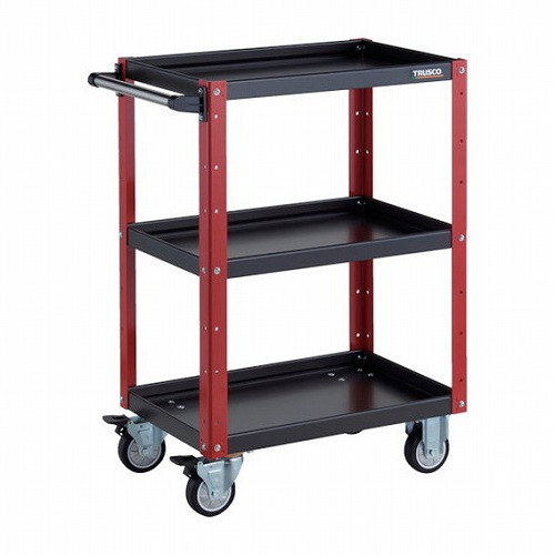 TRUSCO ツールワゴン イーグルワゴン 600X400XH880 ウレタン車輪 ブラック/レッド TRUSCO EGW963UBKR 物流 保管用品 ツールワゴン スチール製ワゴン(ボルトタイプ)(代引不可)【送料無料】の通販は