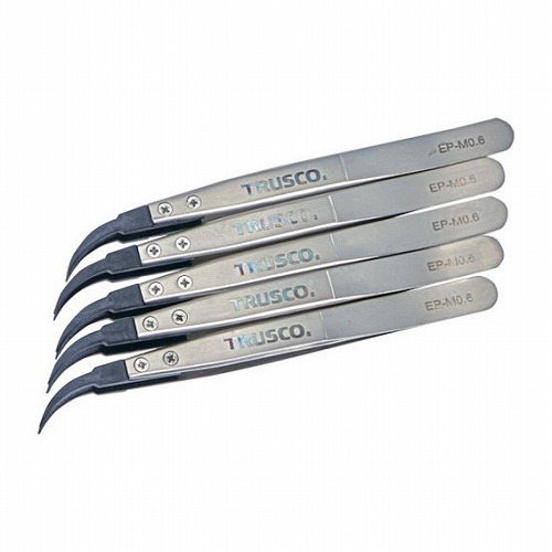 TRUSCO マトメ買イ ESDチップピンセット 曲ガリ型 先端幅0.6mm 5本入リ TRUSCO EPM0.6M5 手作業工具 プライヤー ニッパ ピンセット ピンセット(代引不可)【送料無料】